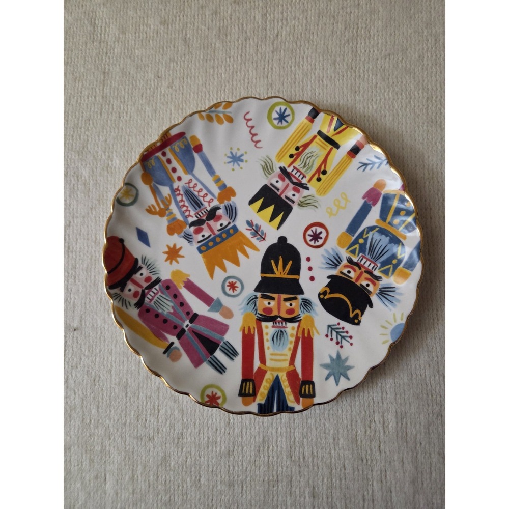 Anthropologie Quill & Fox Christmas Nutcracker Canape Plate 6.5"
